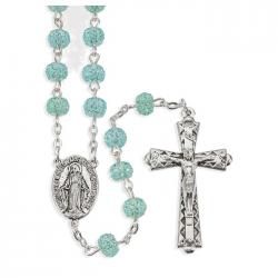  LIGHT BLUE \"CANDIED\" TEXTURED ACRYLIC BEAD ROSARY 